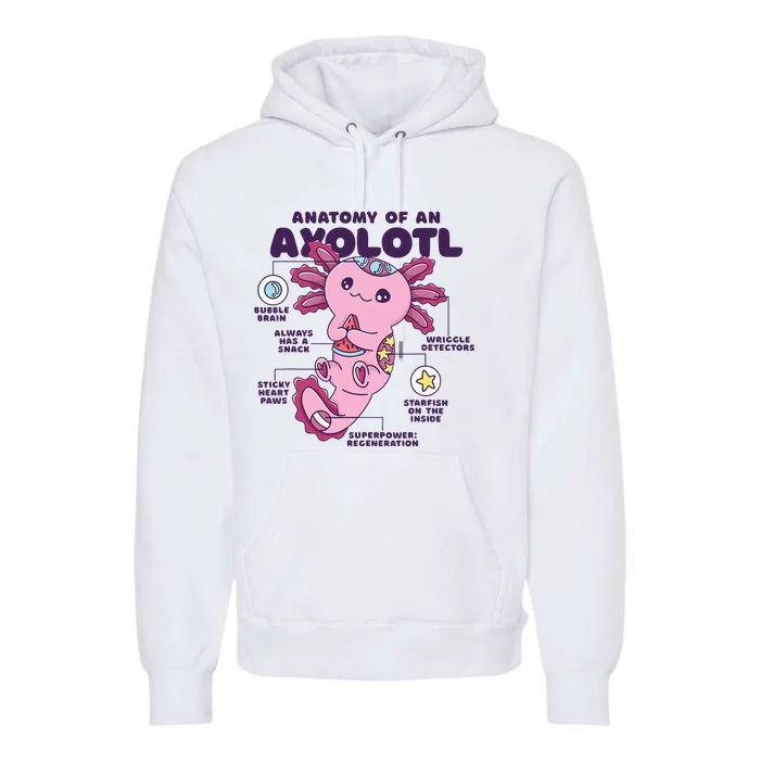 Cute Anatomy Of An Axolotl Axolotls Axolotl Lovers Gift Premium Hoodie