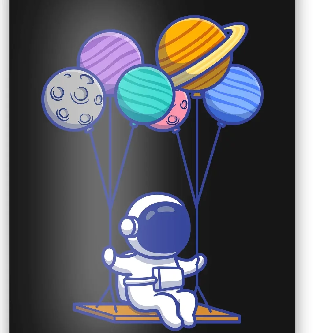 Cute Astronaut On Balloon Swing Poster