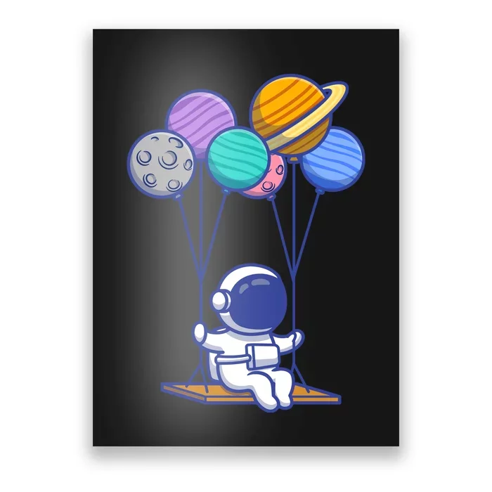 Cute Astronaut On Balloon Swing Poster