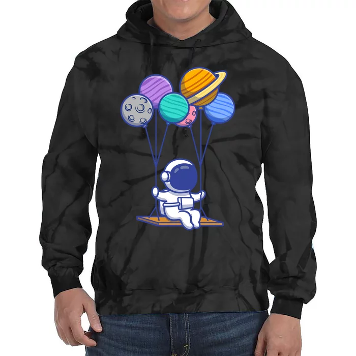 Cute Astronaut On Balloon Swing Tie Dye Hoodie