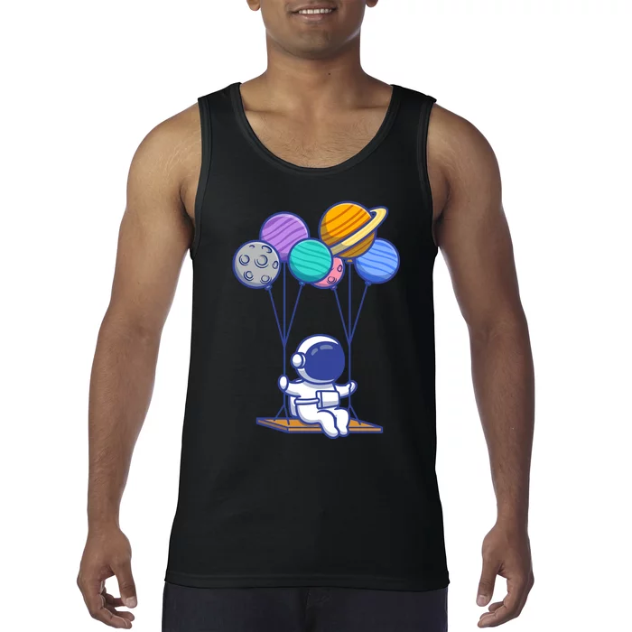 Cute Astronaut On Balloon Swing Tank Top