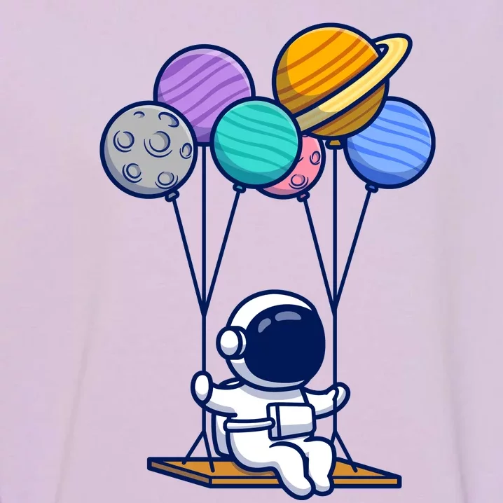 Cute Astronaut On Balloon Swing Garment-Dyed Sweatshirt