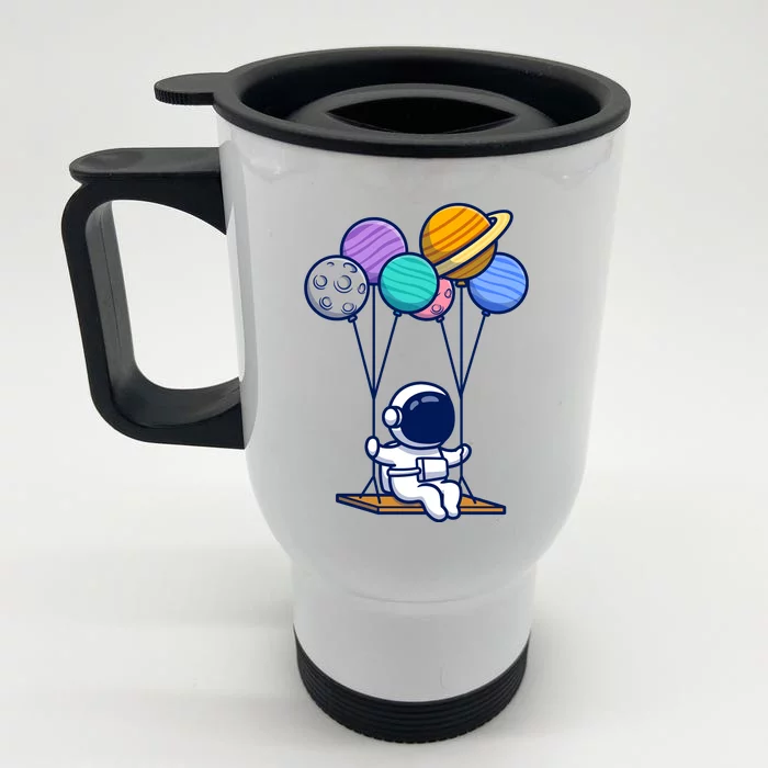 Cute Astronaut On Balloon Swing Front & Back Stainless Steel Travel Mug