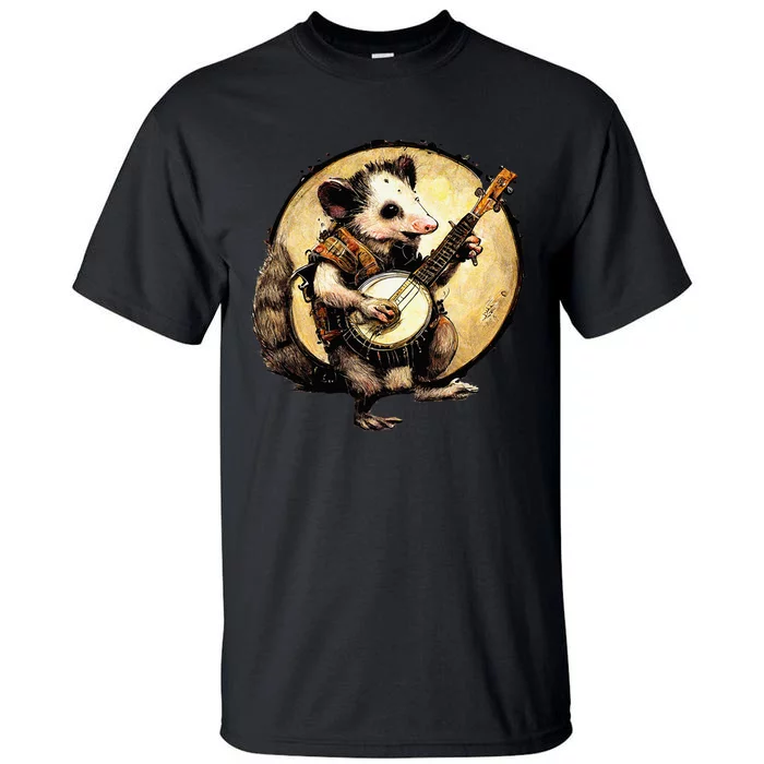 Cottagecore Aesthetic Opossum Playing Banjo Cottagecore Farm Tall T-Shirt