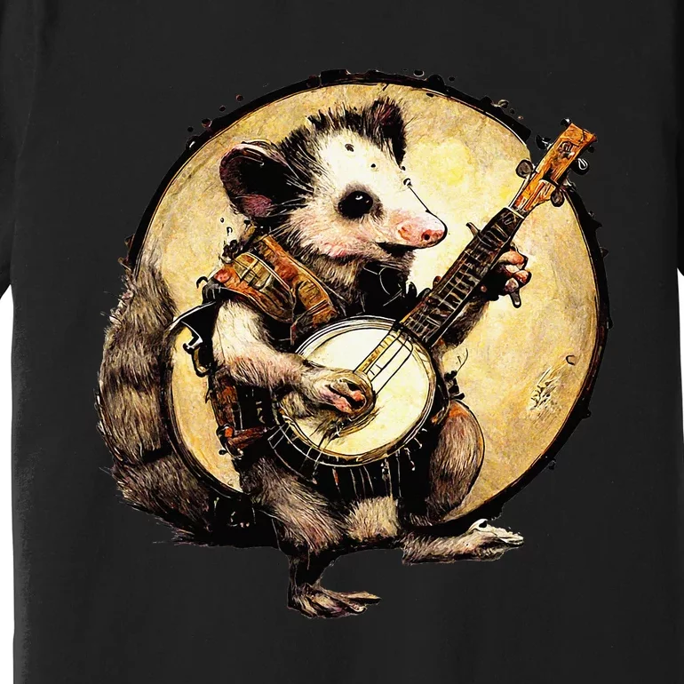 Cottagecore Aesthetic Opossum Playing Banjo Cottagecore Farm Premium T-Shirt