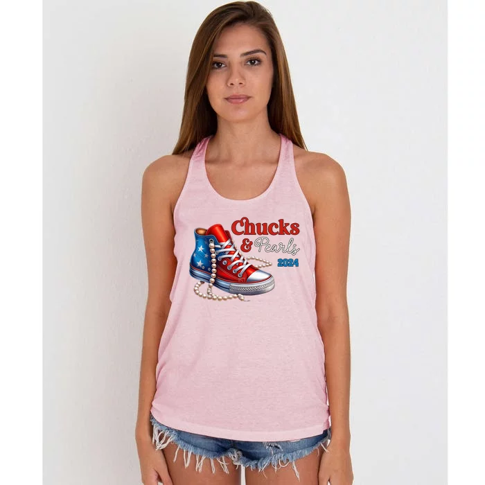 Chucks And Pearls 2024 IM With Her Kamala 2024 Women's Knotted Racerback Tank