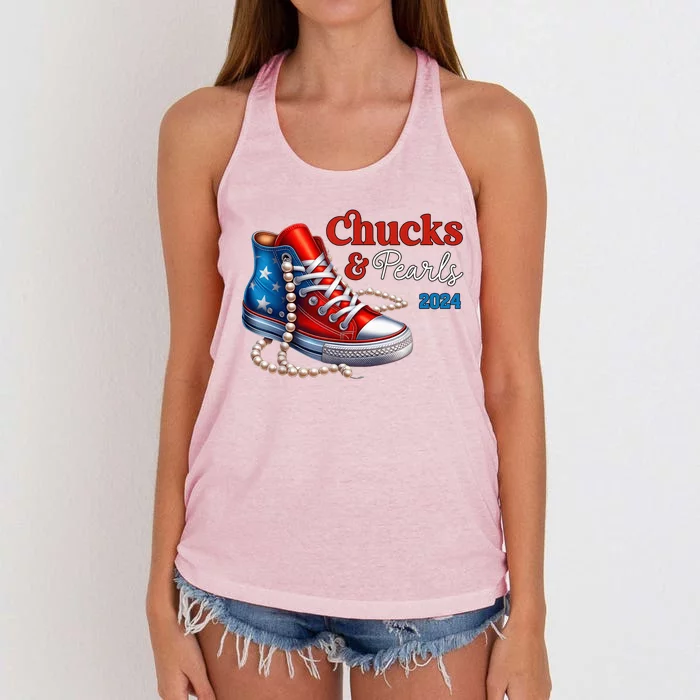 Chucks And Pearls 2024 IM With Her Kamala 2024 Women's Knotted Racerback Tank