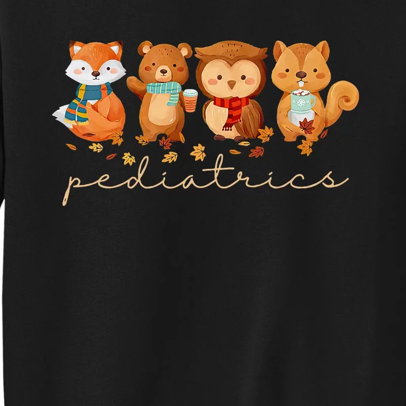 Cute Animals Pediatric Nurse Leaves Fall Thanksgiving Peds Sweatshirt