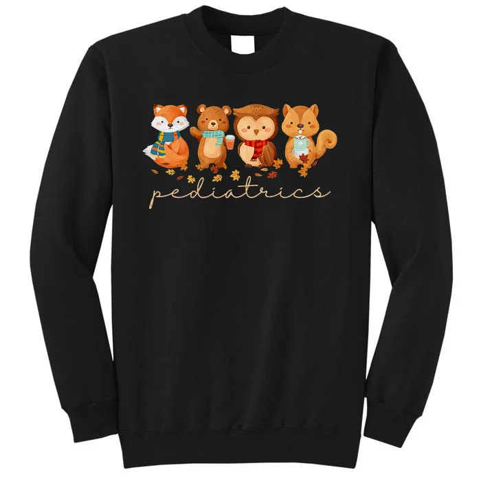 Cute Animals Pediatric Nurse Leaves Fall Thanksgiving Peds Sweatshirt