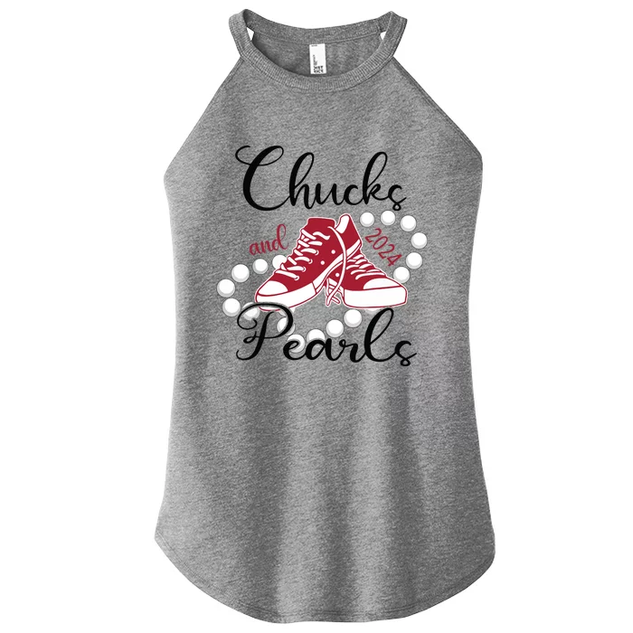 Chucks And Pearls Im With Her Kamala 2024 For President 47 Women’s Perfect Tri Rocker Tank