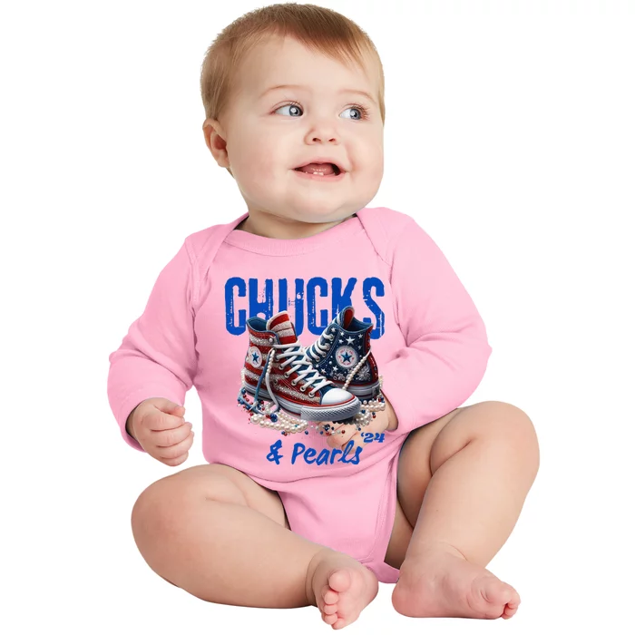 Chucks And Pearls Cute Women 2024 Baby Long Sleeve Bodysuit