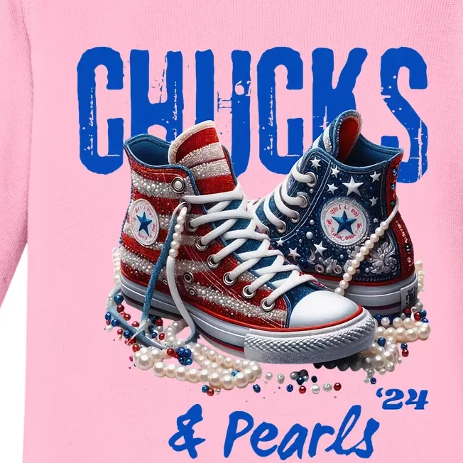 Chucks And Pearls Cute Women 2024 Baby Long Sleeve Bodysuit