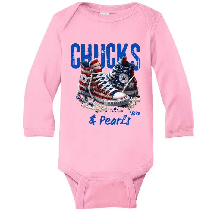 Chucks And Pearls Cute Women 2024 Baby Long Sleeve Bodysuit