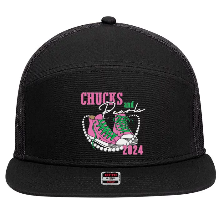 Chucks And Pearls IM With Her Kamala 2024 7 Panel Mesh Trucker Snapback Hat