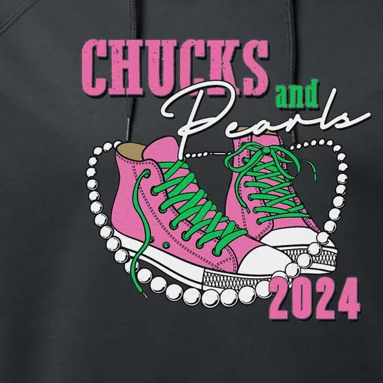 Chucks And Pearls IM With Her Kamala 2024 Performance Fleece Hoodie