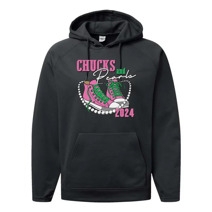 Chucks And Pearls IM With Her Kamala 2024 Performance Fleece Hoodie