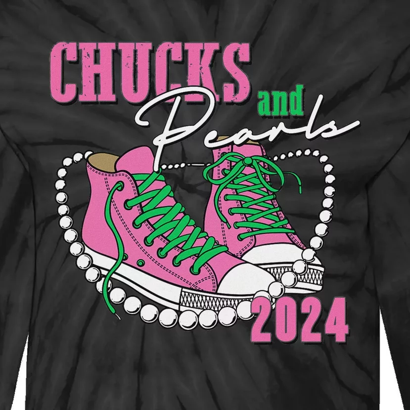 Chucks And Pearls IM With Her Kamala 2024 Tie-Dye Long Sleeve Shirt