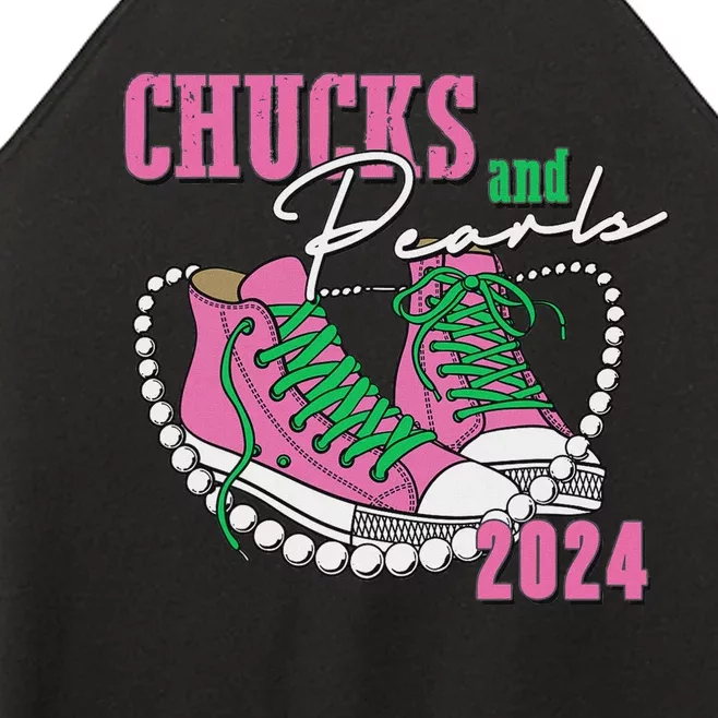 Chucks And Pearls IM With Her Kamala 2024 Women’s Perfect Tri Rocker Tank