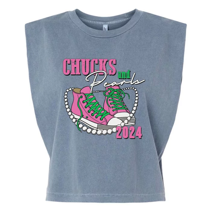 Chucks And Pearls IM With Her Kamala 2024 Garment-Dyed Women's Muscle Tee