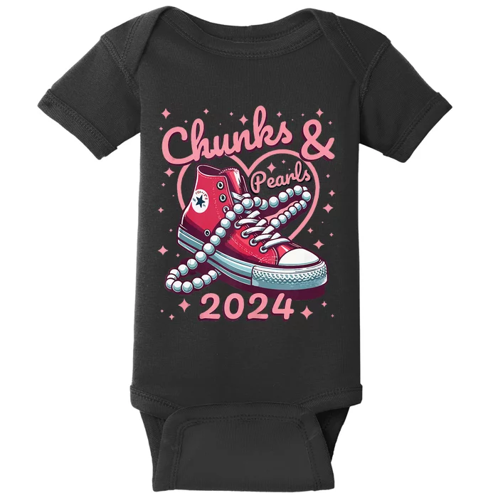 Chucks And Pearls Vote Kamala 2024 Usa Elections Baby Bodysuit