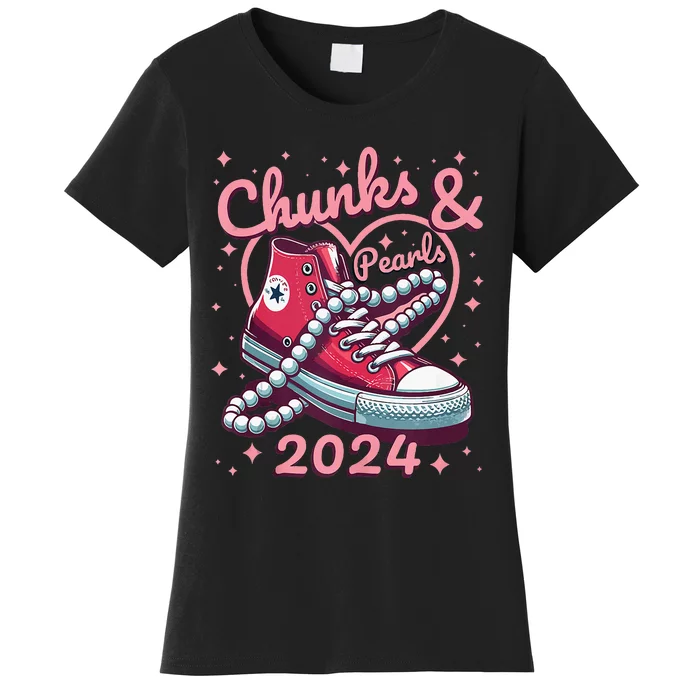 Chucks And Pearls Vote Kamala 2024 Usa Elections Women's T-Shirt