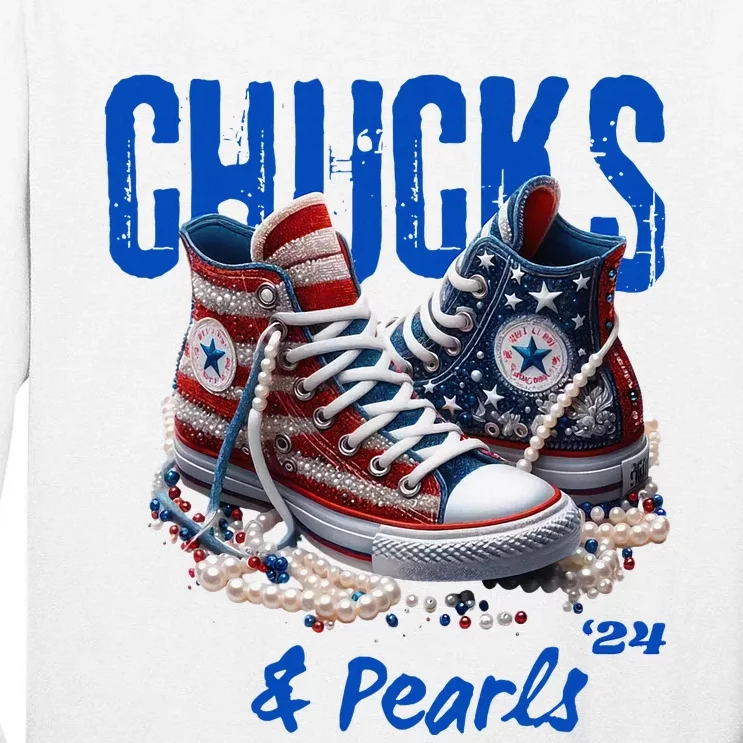 Chucks And Pearls Cute Women 2024 Tall Long Sleeve T-Shirt