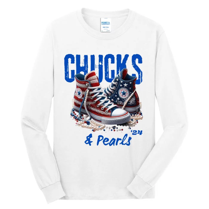 Chucks And Pearls Cute Women 2024 Tall Long Sleeve T-Shirt