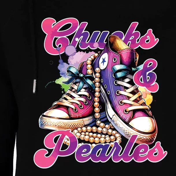 Chucks And Pearls Im With Her Kamala Womens Funnel Neck Pullover Hood