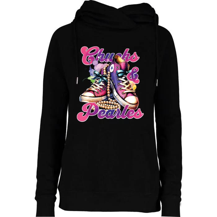 Chucks And Pearls Im With Her Kamala Womens Funnel Neck Pullover Hood