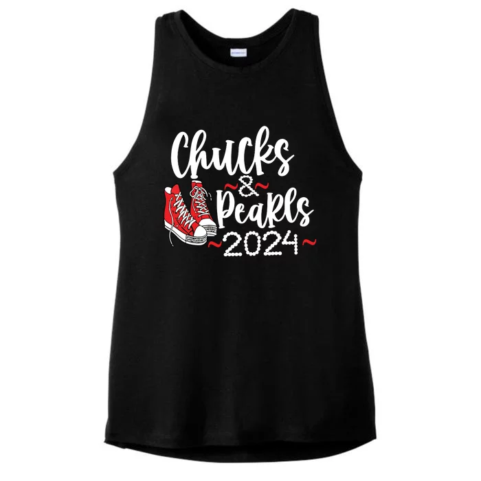 Chucks And Pearls 2024 Women Gift Ladies Tri-Blend Wicking Tank