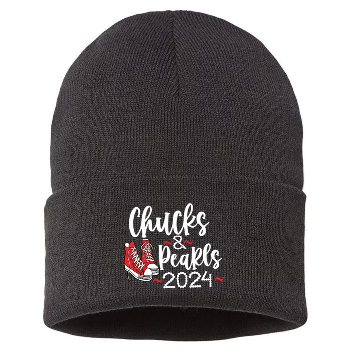 Chucks And Pearls 2024 Women Gift Sustainable Knit Beanie