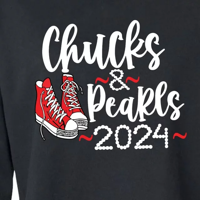 Chucks And Pearls 2024 Women Gift Cropped Pullover Crew