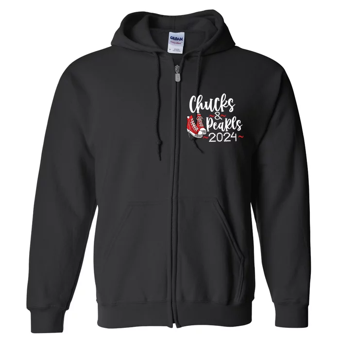 Chucks And Pearls 2024 Women Gift Full Zip Hoodie