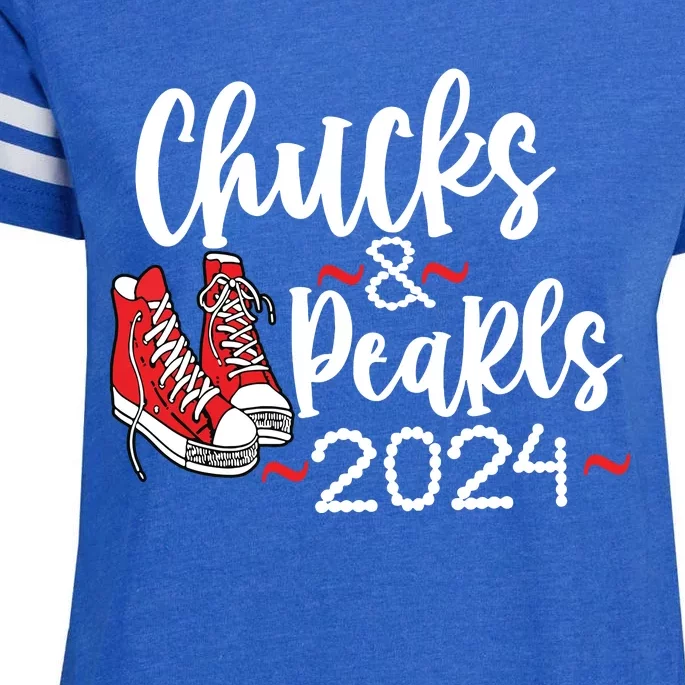 Chucks And Pearls 2024 Women Gift Enza Ladies Jersey Football T-Shirt