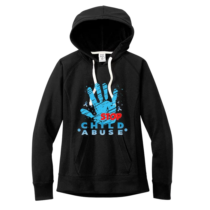 Child Abuse Prevention Awareness Month April Blue Ribbon Women's Fleece Hoodie