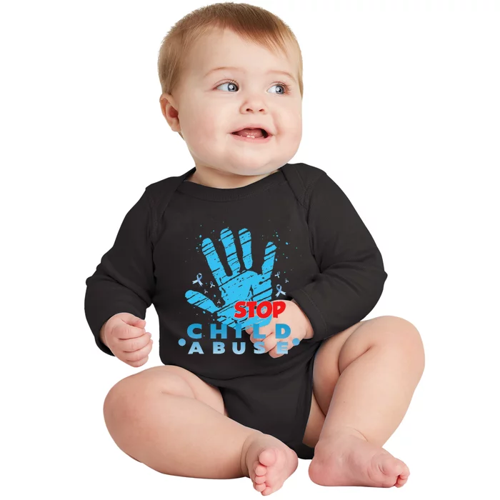 Child Abuse Prevention Awareness Month April Blue Ribbon Baby Long Sleeve Bodysuit