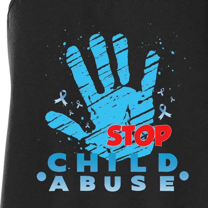 Child Abuse Prevention Awareness Month April Blue Ribbon Women's Racerback Tank