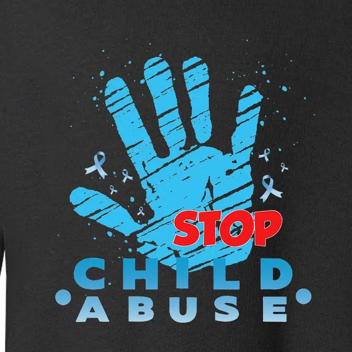 Child Abuse Prevention Awareness Month April Blue Ribbon Toddler Sweatshirt