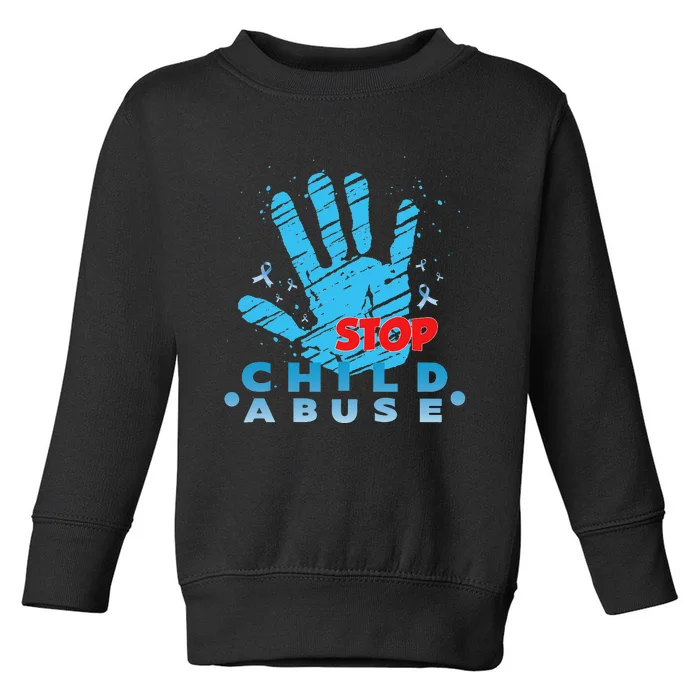 Child Abuse Prevention Awareness Month April Blue Ribbon Toddler Sweatshirt