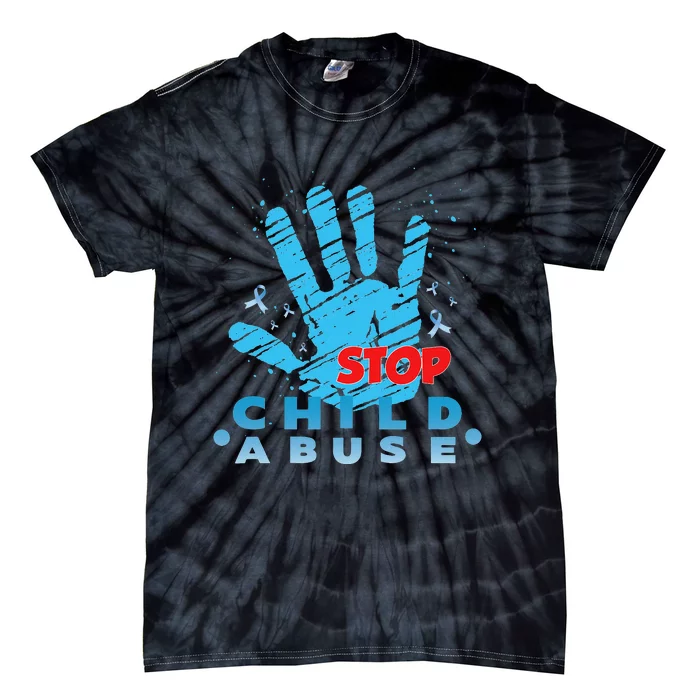 Child Abuse Prevention Awareness Month April Blue Ribbon Tie-Dye T-Shirt