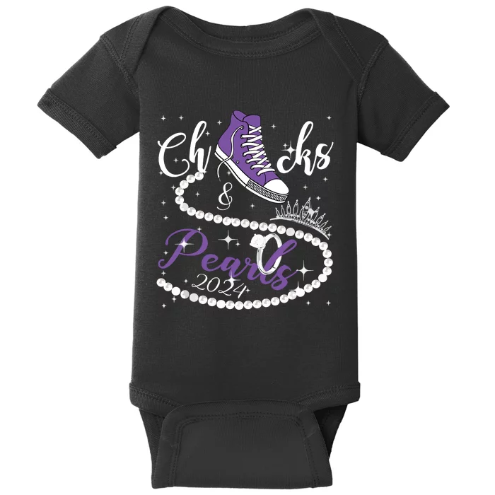 Chucks And Pearls 2024 Kamala Harris 2024 Vote President 47 Baby Bodysuit