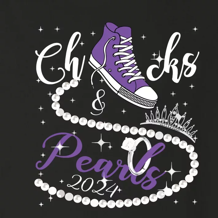 Chucks And Pearls 2024 Kamala Harris 2024 Vote President 47 Toddler Long Sleeve Shirt