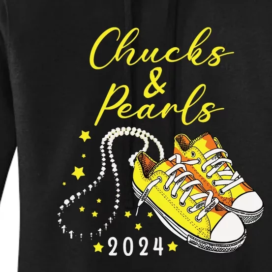 Chucks And Pearls 2024 Kamala Harris For President 47th Women's Pullover Hoodie