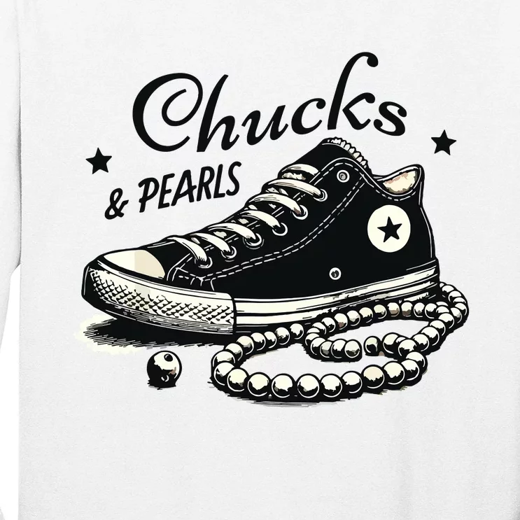 Chucks And Pearls Im With Her Kamala 2024 Long Sleeve Shirt