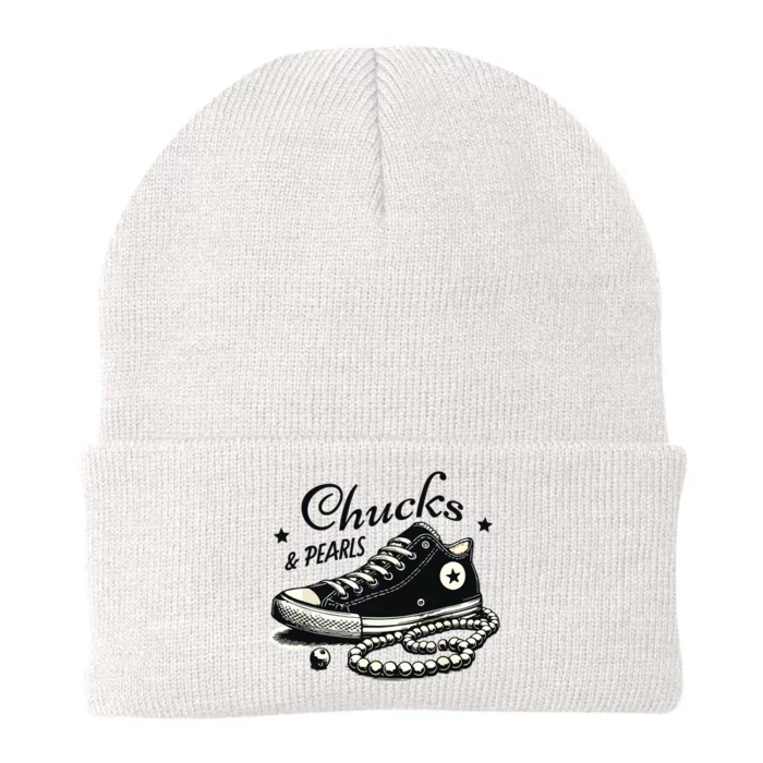 Chucks And Pearls Im With Her Kamala 2024 Knit Cap Winter Beanie