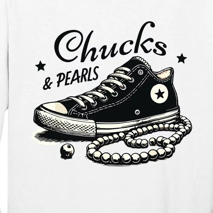 Chucks And Pearls Im With Her Kamala 2024 Tall Long Sleeve T-Shirt