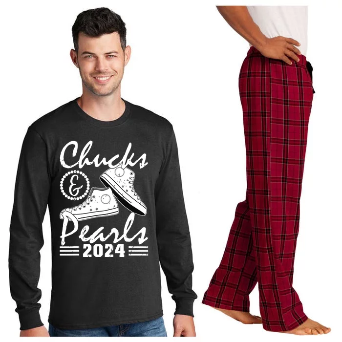 Chucks And Pearls Kamala Harris 2024 Usa Election 2024 Long Sleeve Pajama Set