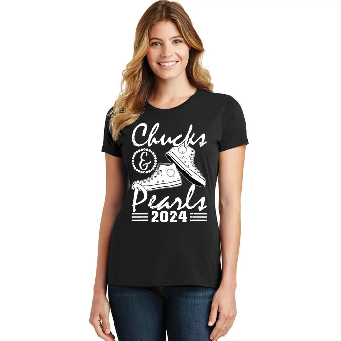 Chucks And Pearls Kamala Harris 2024 Usa Election 2024 Women's T-Shirt