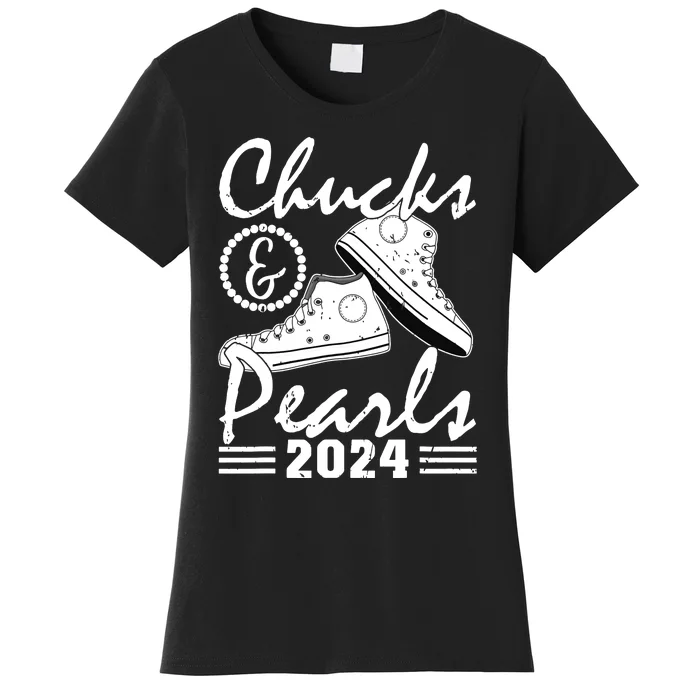 Chucks And Pearls Kamala Harris 2024 Usa Election 2024 Women's T-Shirt