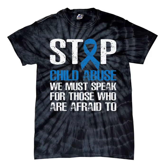 Child Abuse Prevention Awareness Month Blue Ribbon Butterfly Tie-Dye T-Shirt